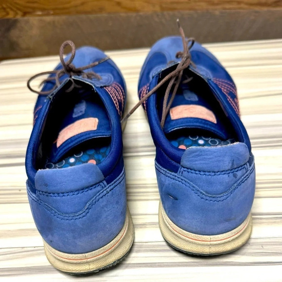ECCO Blue Suede Lace Up Sneakers orange  US8.5/9 streetwear walking casual rare - Picture 2 of 5